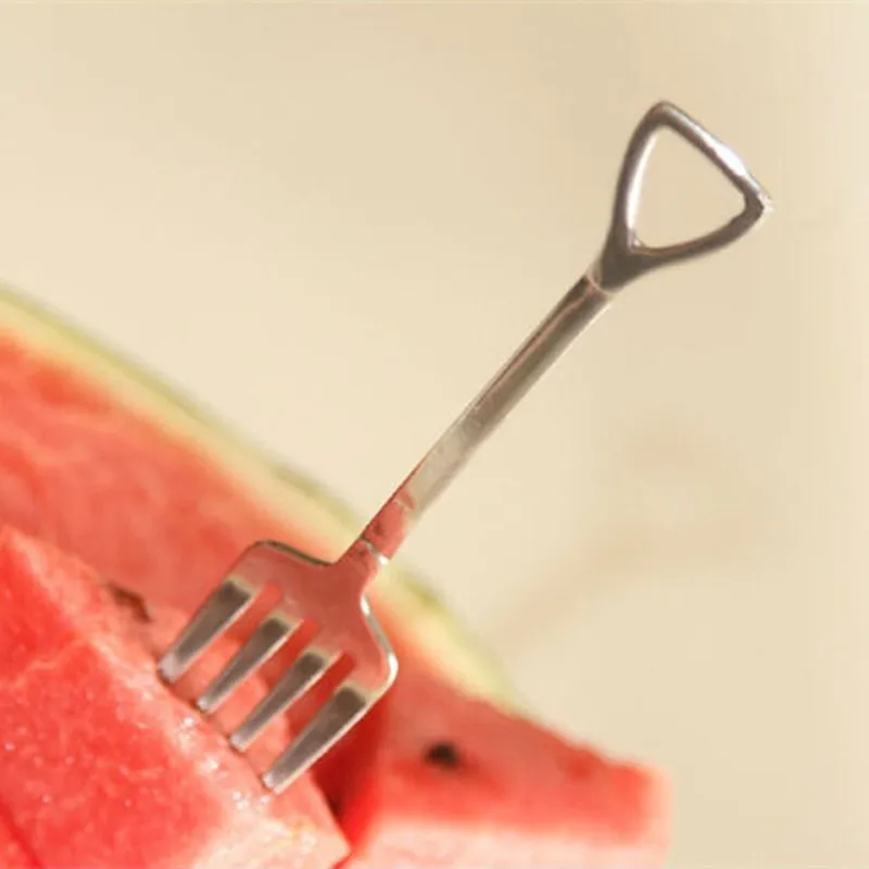 1pcs Shovel Spoons 1pcs Shovel Fork Flatware Travel Sets Stainless Steel Metal Dessert Fruit  Spoon Child Kids Dinnerware Gift2