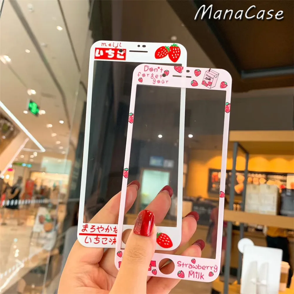 Милый корейский стиль клубника банан молоко Прозрачный чехол для телефона для iPhone X XS MAX XR 6 6s 7 8 Plus ТПУ или стекло задняя крышка