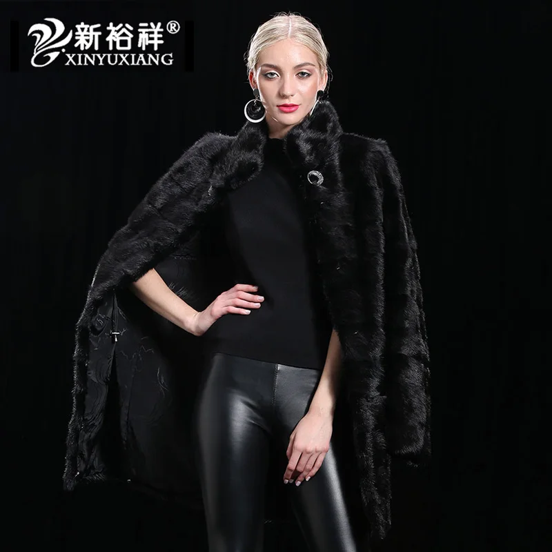 XINYUXIANG 100% натуральный мех норки пальто для женщин со съемным подолом Длинные