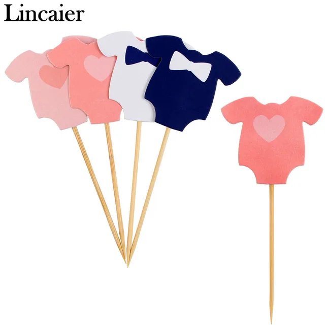 Lincaier 10pcs Baby Shower Its A Boy Girl Clothes Cupcake Toppers