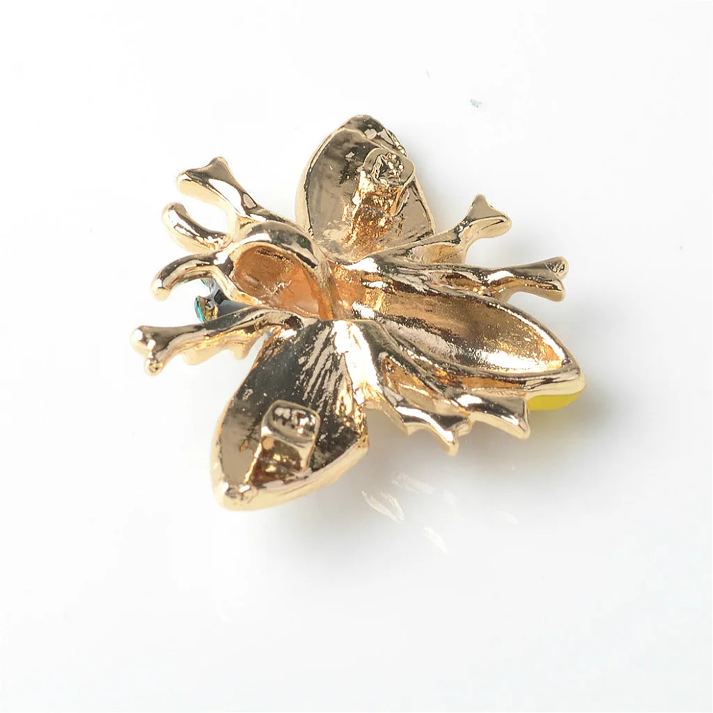 4x Bee Shape Alloy Crystal Enamel Craft Buttons Jewelry Making Findings for Clothing Bag Shoes Hair Accessories Decoration 31mm