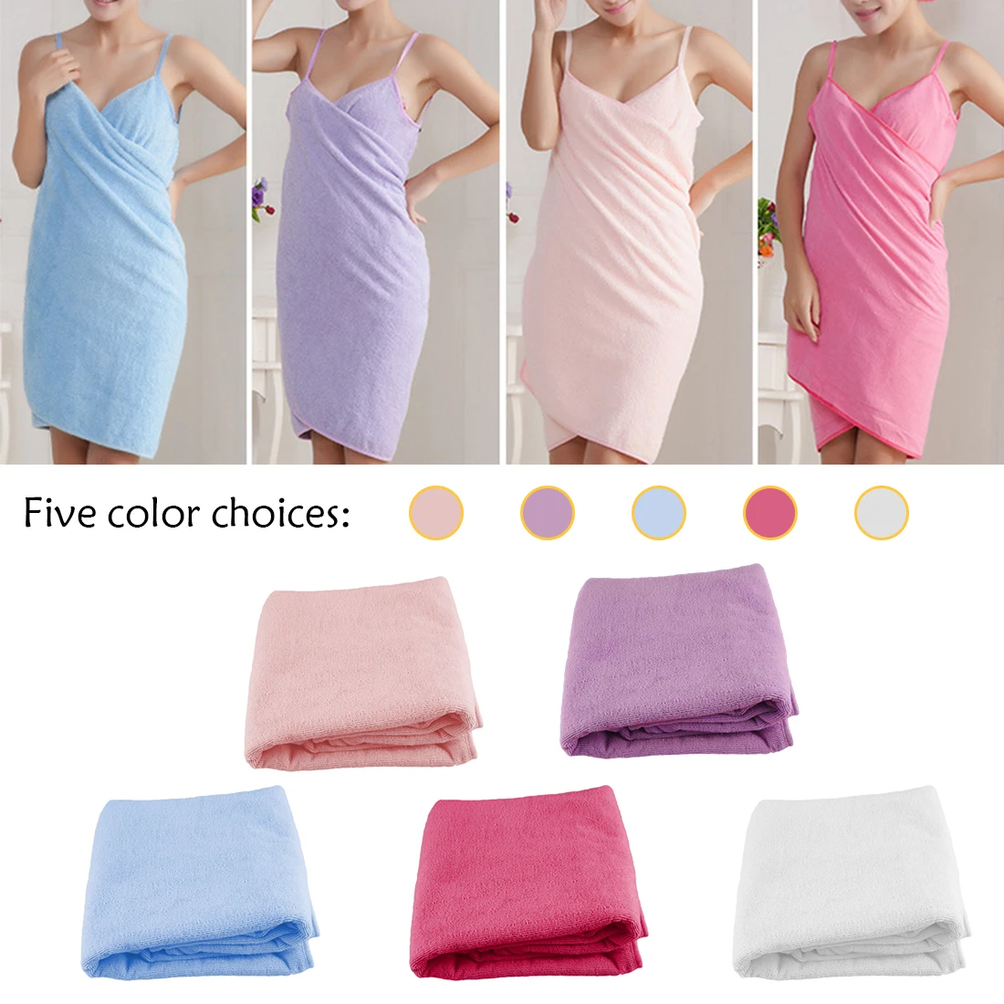 Women Bath Towel Microfiber Wearable Towel Bathrobe Fast Dry Wash