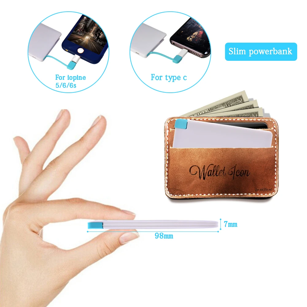 

2018 New Mini Card slim mobile power bank 4000mAH battery case For cell phone battery For Dropshipping