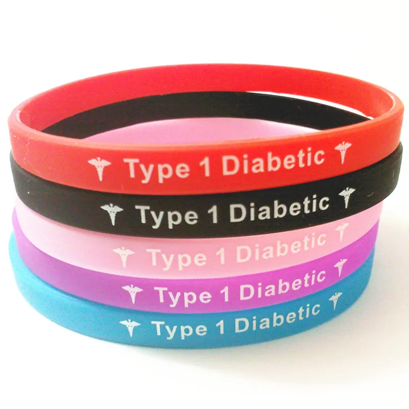 

1pc medical alert Type 1 Diabetic Insulin Dependent sport silicone rubber bracelet wristband