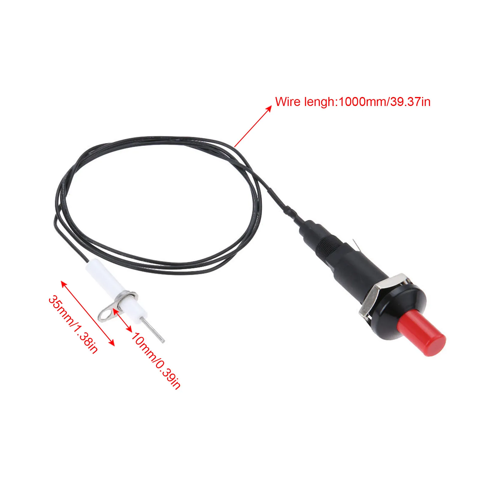 2Pcs Gas Piezo Push Button Spark Ignitor W/ Ignition Wire Cable Lead Boiler BBQ 20KV
