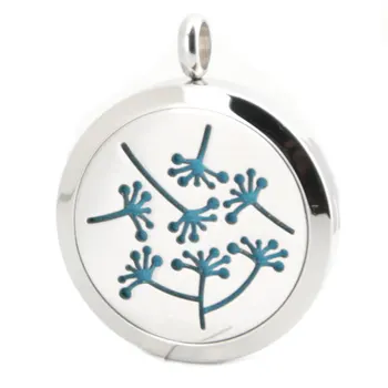 

10pcs 30mm Dandelions Taraxacum Aromatherapy Essential Oil surgical Stainless Steel Perfume Diffuser Locket Necklace Pendant