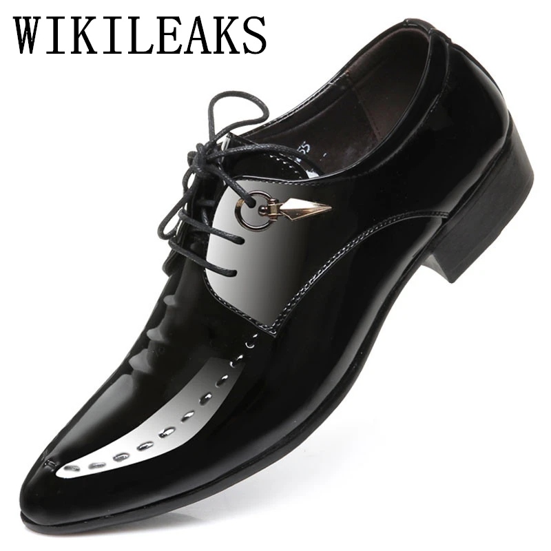 Mens-Pointed-Toe-Dress-Shoes-Luxury-Brand-Designer-Italian-Patent ...