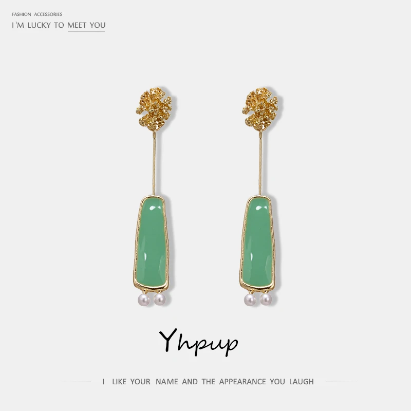 Серьги Yhpup с геометрическим рисунком для женщин 3 цвета имитация жемчуга