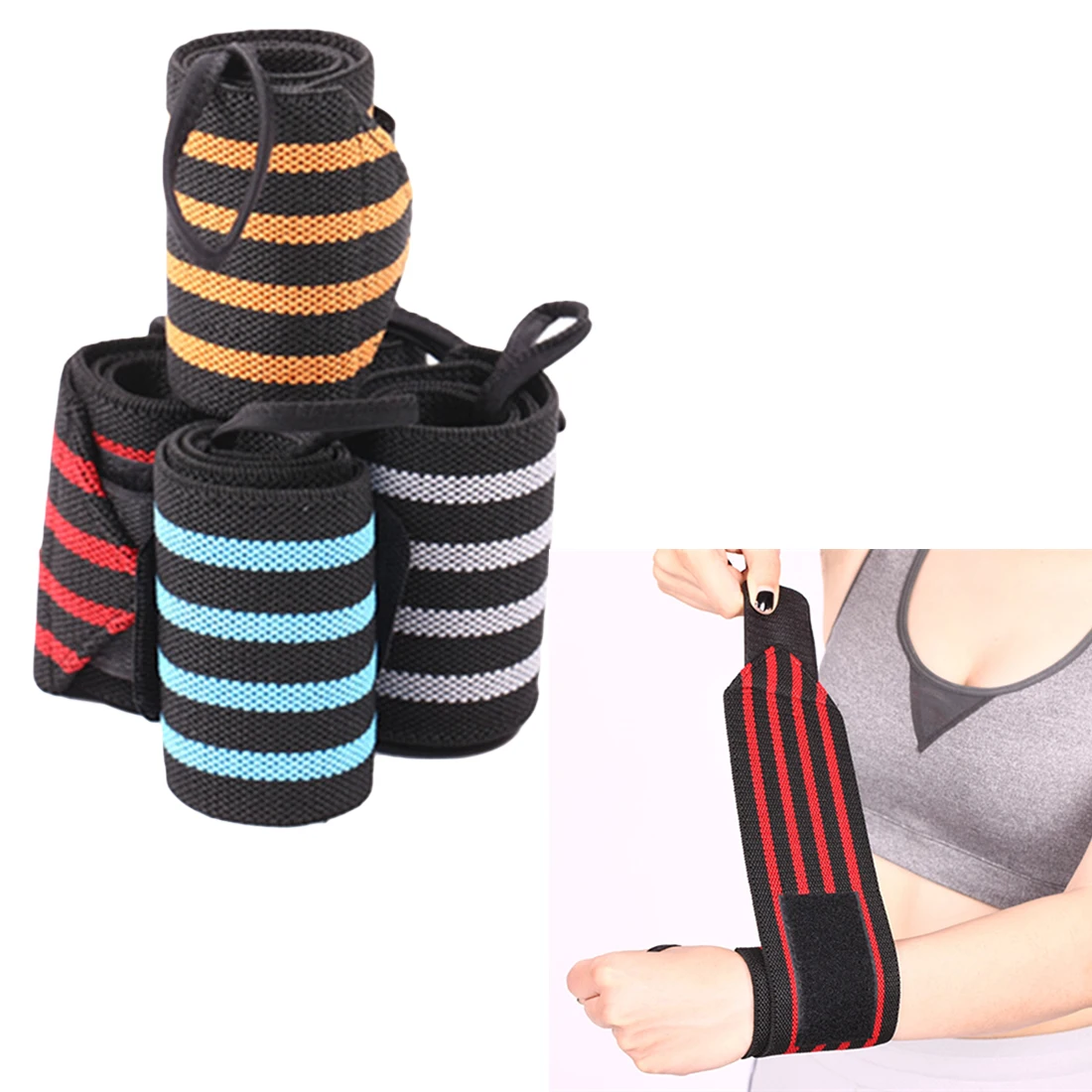 Adjustable 2PCS/Set Sport Elastic Bandage Wristband Wrist Brace Wrap