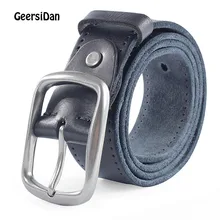 

GEERSIDAN Top Brand Luxury 100% Genuine Leather Men's Belts Casual Design Men pin buckle Belt For Men Solid alloy buckle leather