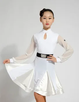 GD3109 kid latin modern ballroom dance professional vintage high collar design performance dress for girl GD3109 kid latin modern ballroom dance professional vintage high collar design performance dress for girl
