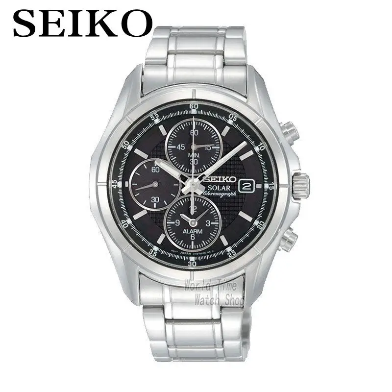 

SEIKO Watch Solar Solar Power Alarm Clock Quartz Steel Strap Male Watch SSC005J1 SSC015P1