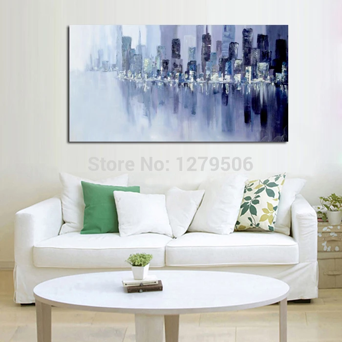 Modern-Wall-Paintings-Hand-Painted-Abstract-Cityscape-Rivers-Scenery-Landscape-Canvas-Oil-Painting-For-Home-Decor