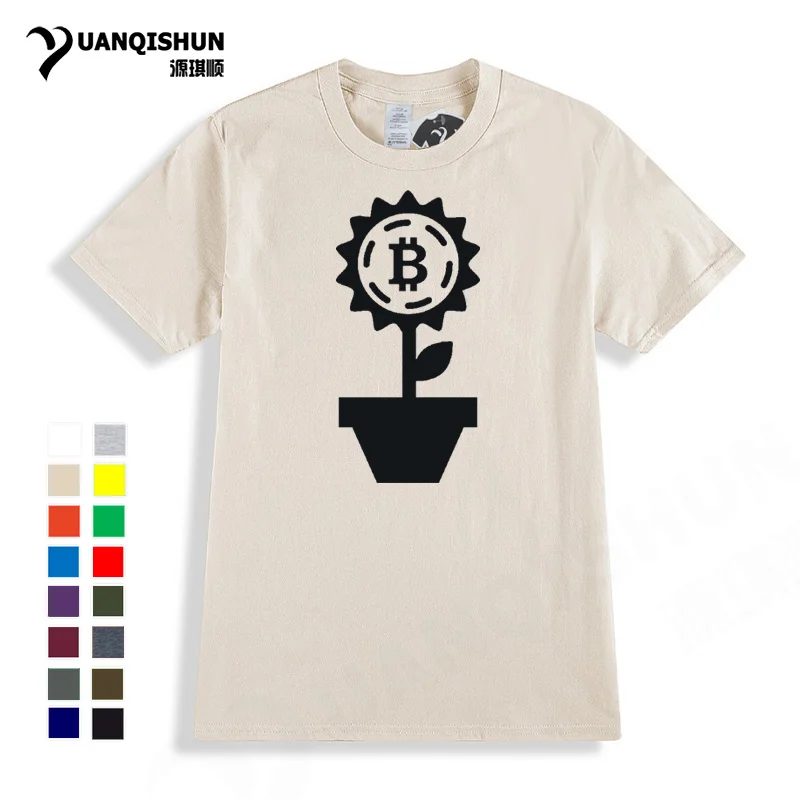 2018 новые футболки с принтом биткоинов в горшках растений 100% хлопок топы коротким