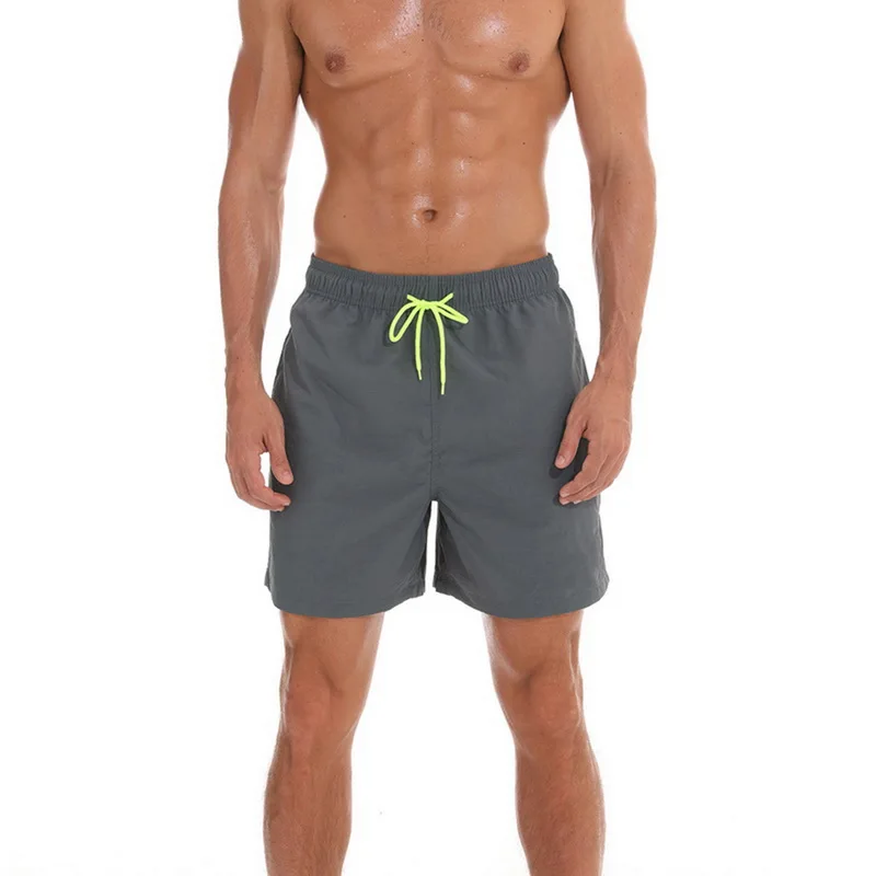 Laamei мужские пляжные шорты, летние пляжные шорты, мужские дышащие шорты с эластичной резинкой на талии, мужские шорты размера плюс 3XL - Цвет: grey 1
