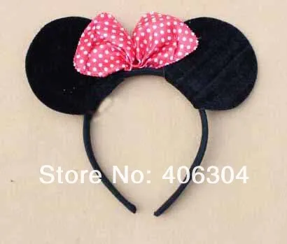 Животного Minnie Mouse Ear HEADBAND комплект повязка на голову галстук-бабочка хвост детский день рождения подарок
