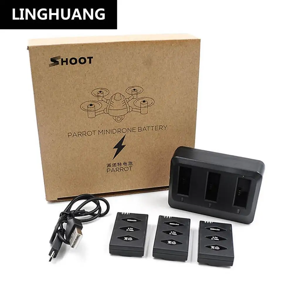 

Parrot Drone Accessories Battery Kit Three Charge + Charger 3pcs Battery/1pcs Adapter/1pcs USB Cable