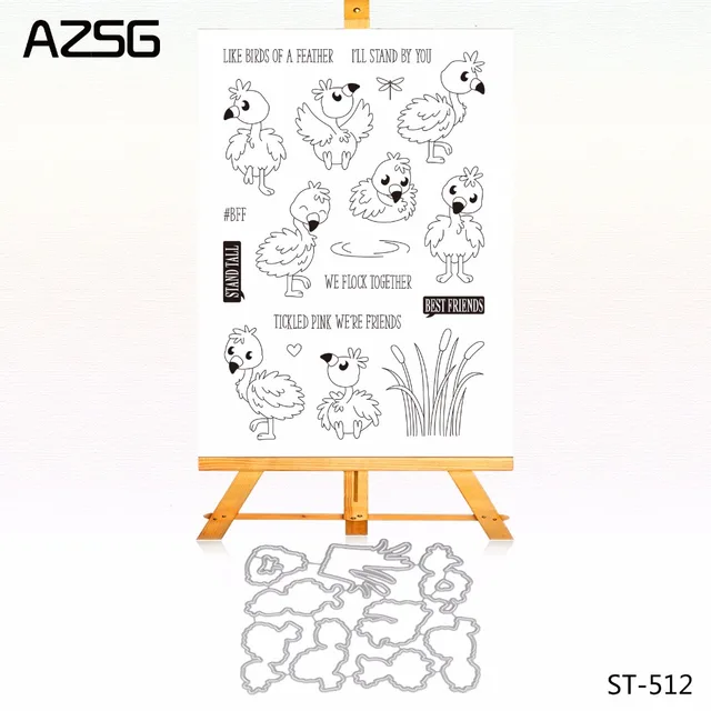 Azsg Cute Baby Eagle Clear Stamps And Cutting Dies Set For