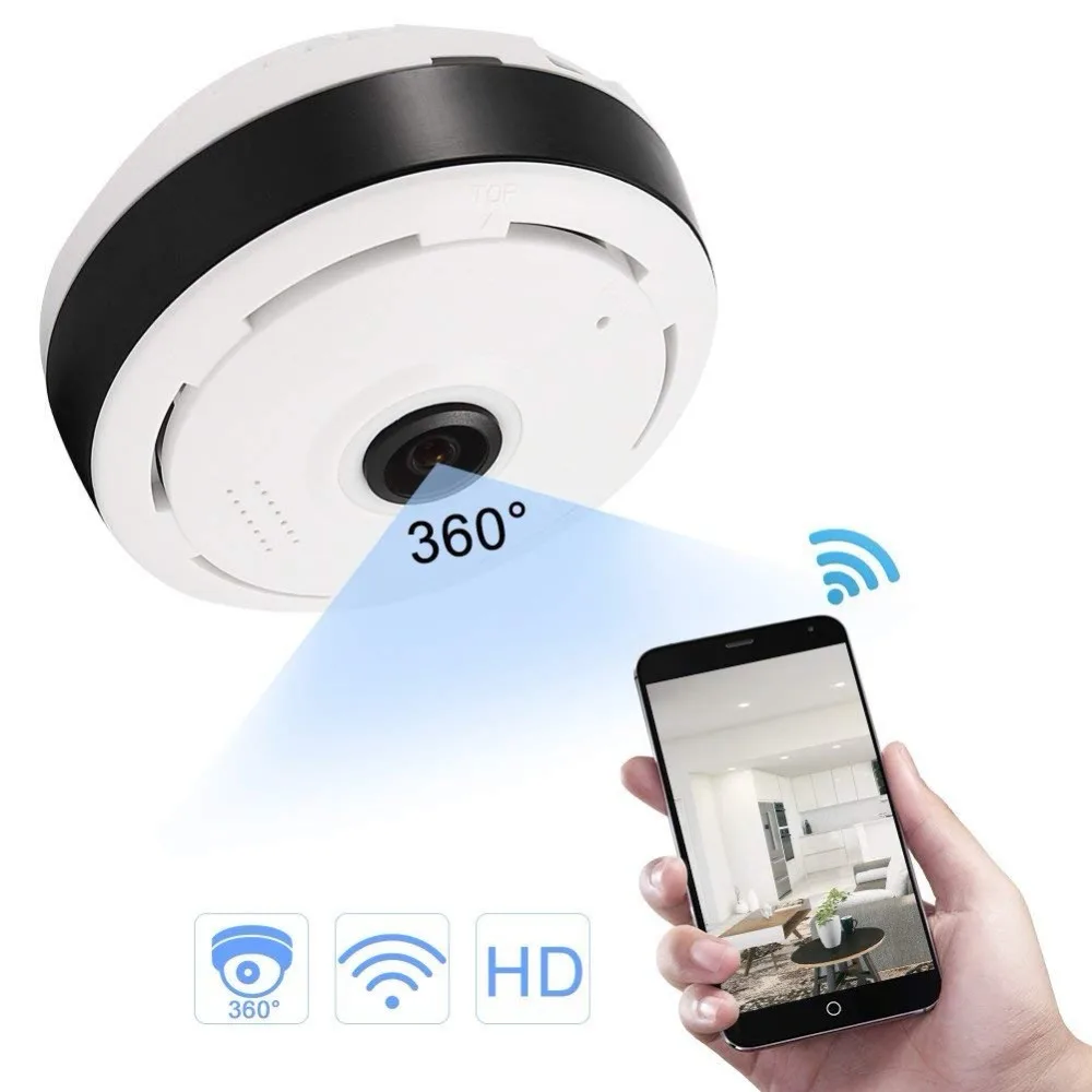 

Kruiqi Panoramic 360 Degree 1080P IP Camera WiFi Surveillance Security Network Camera with IR Night Vision/Motion Detection
