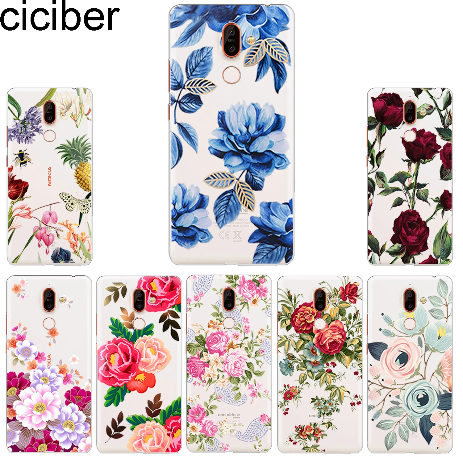 Ciciber чехол для телефона Nokia 9 PureView 1 2 3 5 6 7 8 Sirocco мягкая задняя крышка из ТПУ Plus Flower |