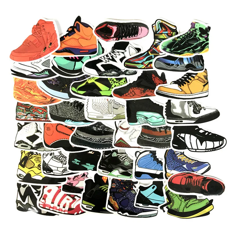 

40 pics Sports Shoes Collection Label Stickers Home Decor Car Styling Decoration Wall Sticker Skateboard Laptop Bike Accessories