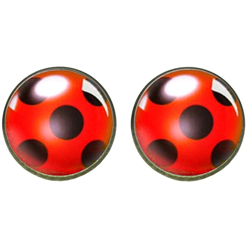 

Miraculous Ladybug Stud Earrings Lady Circle with Dot Earrings for Women Girl Party Gift Anime Jewelry