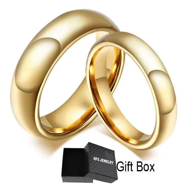 

NFS 6mm Tungsten Carbide Wedding Rings For Couple Gold-Color For Women Men Vintage Lover's Jewelry Gift Box