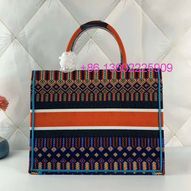 

High Quality Women Shopping Bag Linen Luxury Tote Large Canvas Female Casual Shoulder Chromatic Bag Lady Letter Beach Handba