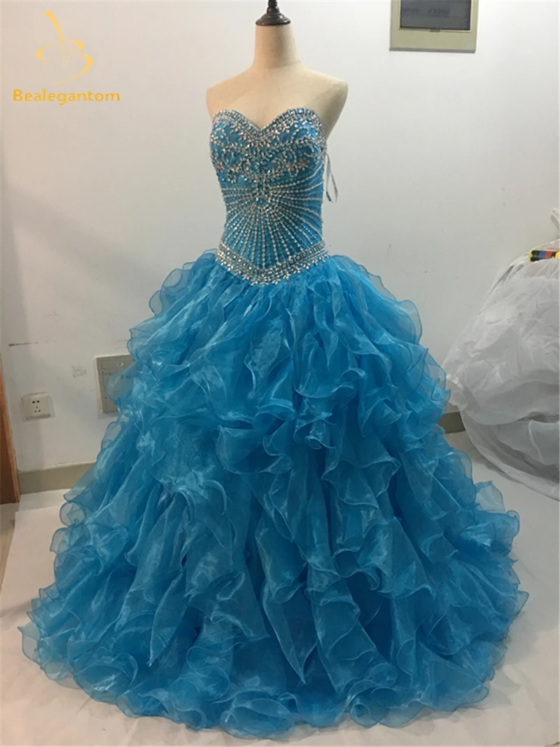 

Juliana Sexy Sky Blue Ball Gown Quinceanera Dresses 2016 with Beaded Lace-up weet 16 Dresses Ruffles Vestido De 15 Anos QA943
