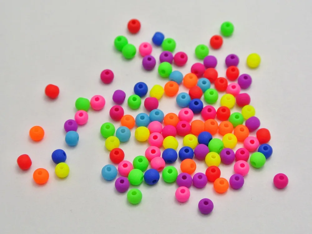 

2000 Mixed Fluorescent Neon Beads Acrylic Round Beads 3mm(0.12")