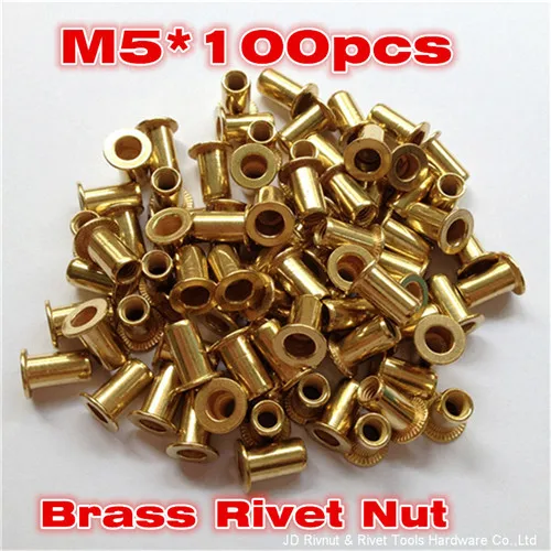 100pcs M5 Brass Rivet Nut Open end M5 Brass Insert nut metric flat head