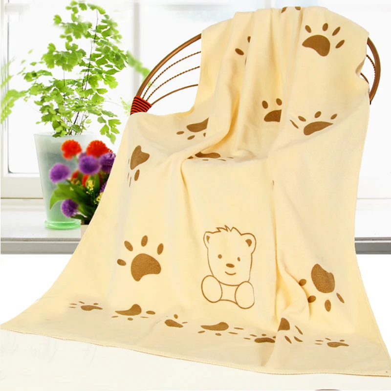 Милое детское банное полотенце для лица с изображением улыбающегося медведя, банное полотенце для детей, для новорожденных, для ванной комнаты, милое удобное полотенце с рисунком, 48 см x 24,5 см