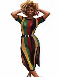 Африка Костюмы выдалбливают короткий рукав платье миди Для женщин лето-осень облегающее платье Длинные вечерние специальный африканский
