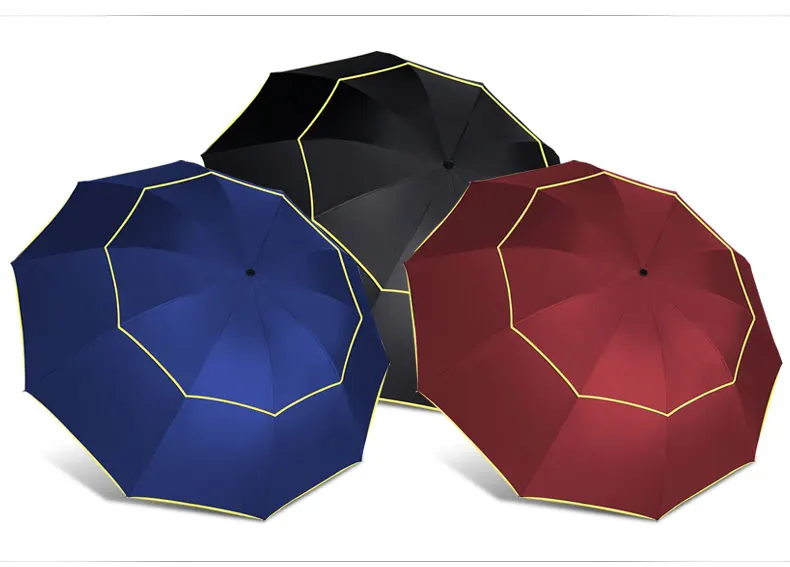 Полностью автоматический большой зонт 120 см, 2 слоя, 3 складных зонта, женский, 10 ребер, ветрозащитный, Paragua, модный, деловой, семейный зонтик