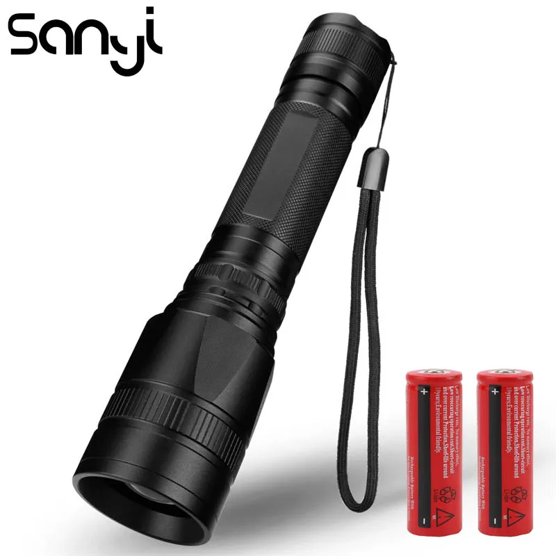 

SANYI 40000LM Flashlight Torch 5 Mode Torch LED Convex Lens Portable Light Zoom Linternas by 18650 Battery Super Bright