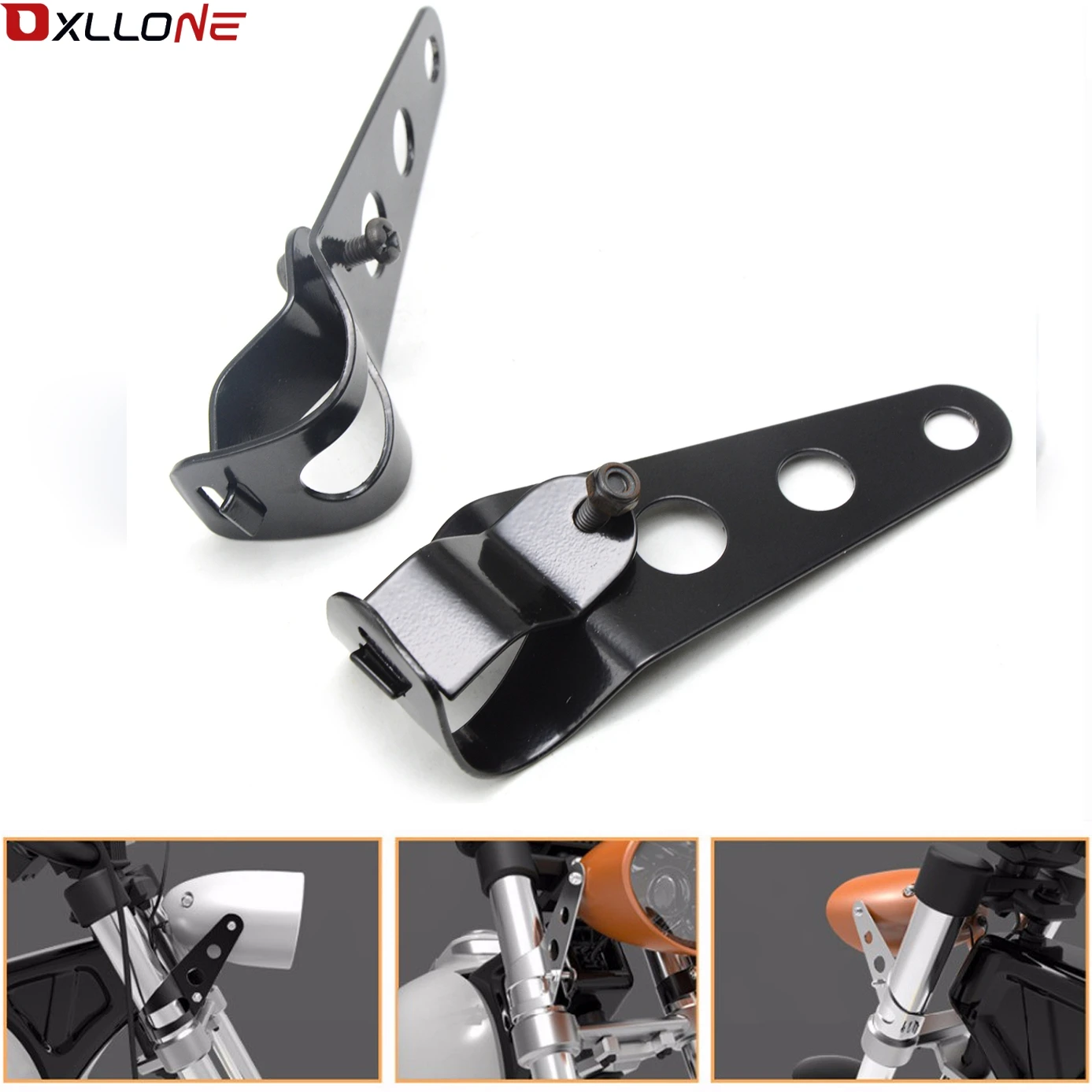 

For Suzuki GS500 GS 500 GSX R 600 ktm RC125Fork Cafe Racer Bobber Motorcycle Headlight Black Mount Bracket Head Light 35 ~ 43mm
