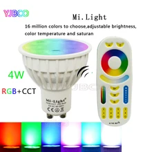 GU10 Светодиодная лампа milight 4 Вт Диммируемый светодиодный светильник RGB+ теплый белый+ белый(RGB+ CCT) прожектор для внутренней гостиной, AC86-265V
