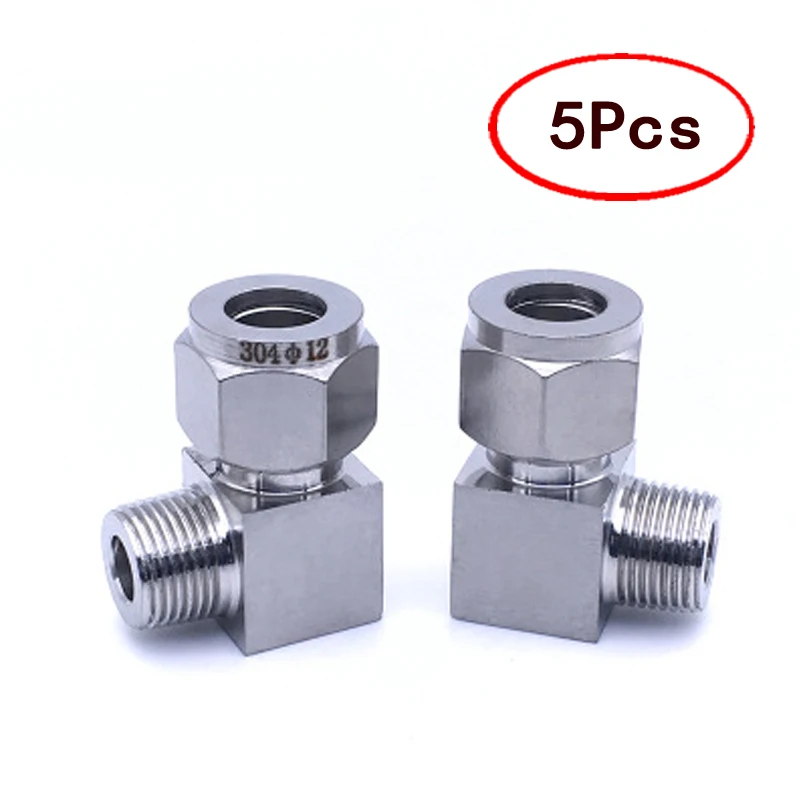 

5Pcs ZG 1/8" 3/8" 1/4" 1/2" Stainless Steel 304 Elbow Ferrule Tube Fitting Connector 6 8 10mm Right Angle Type Pipe Joint