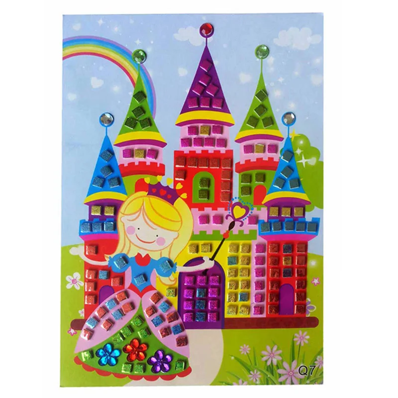 HOT SALE 12 Colors 3D Children Puzzle DIY Crystal Mosaic Sticker Kids Children Kindergarten Educational Arts and Crafts Toys 12