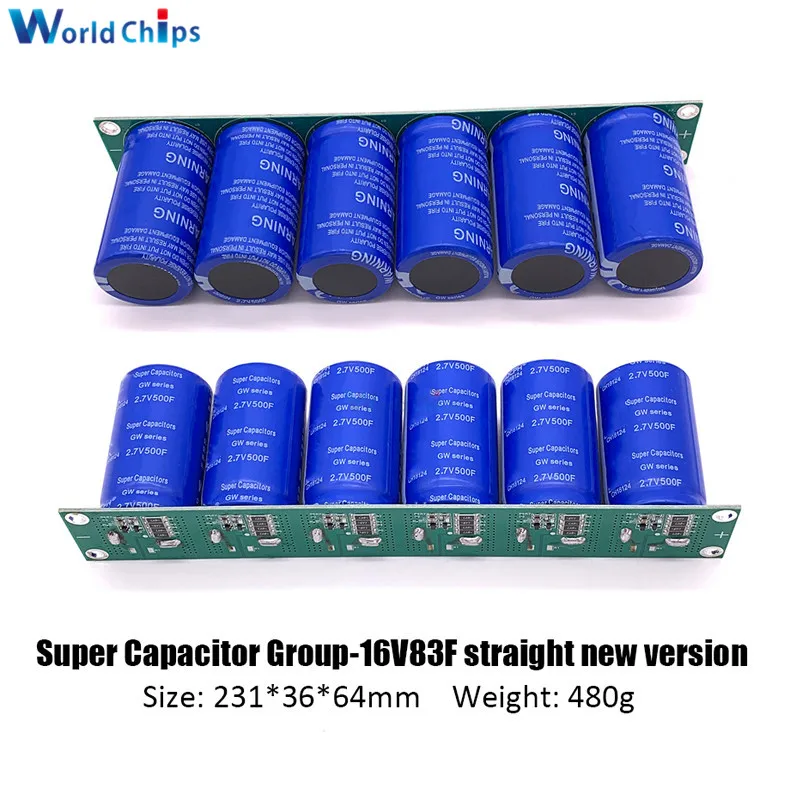 Новинка 2 7 V 500F 6 шт/1 комплект супер емкость 16V 83F фарад конденсатор с защитной