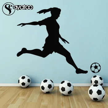 

Football Soccer Player Girl Woman Vinyl Wall Sticker Decal Sports Mural Decor 87x110cm