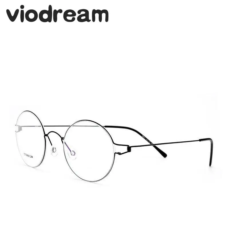 Viodream ретро круглые титановые ультра легкие очки без винта тонкие оправы для