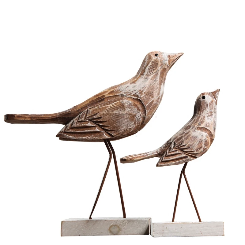 

American Style log seabirds Model 2PCS/SET home furnishing articles Crafts Nordic Retro birds Home Decor