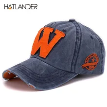Hatlander, хлопковая бейсболка с буквой W, Ретро стиль, уличные спортивные кепки для женщин, bone gorras, изогнутые, облегающие, вымытые, винтажные, для папы, шапки для мужчин