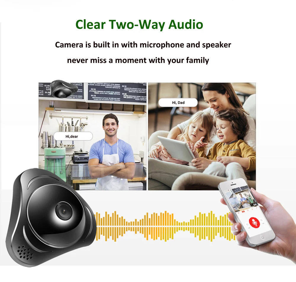 AZISHN 960P 3D VR WI-FI Camera 360 Degree Panoramic IP Camera 1.3MP/3MP FIsheye Wireless Wifi Smart Camera TF Card Slot IR 10M