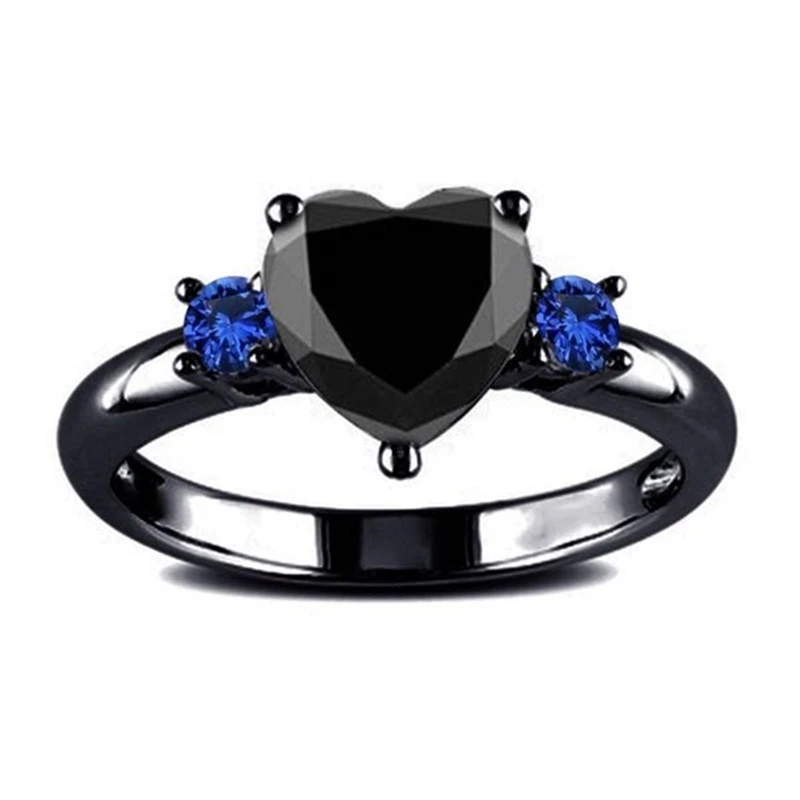 Модное черное покрытие пистолет черное кольцо подвеска любовь кольцо на палец женское Хрустальное свадебное кольцо подарок на день Святого Валентина
