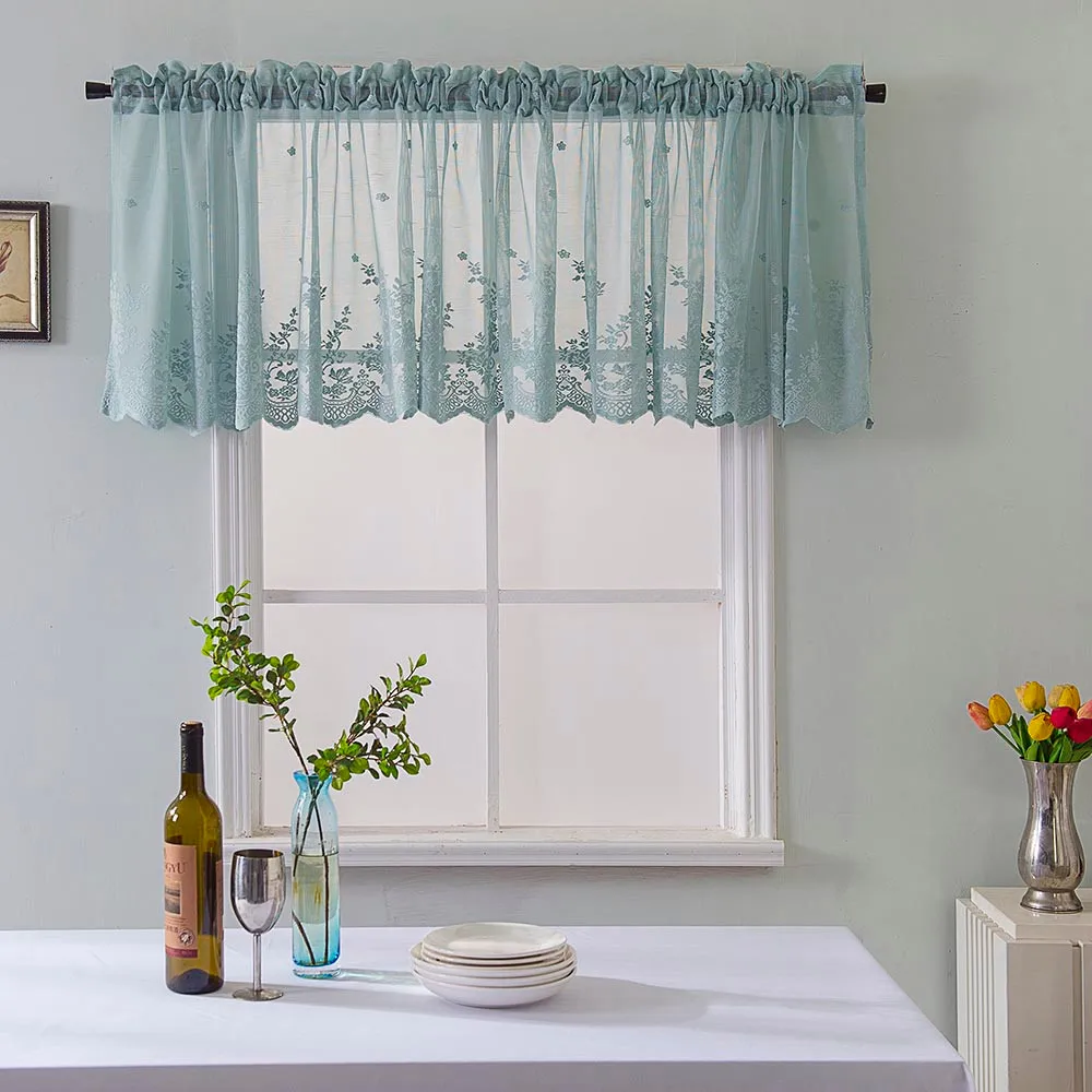 

Noise Control Breathable Durable Lightweight Lace Waffle Woven Textured Valance for Bathroom Water Repellent Window Covering