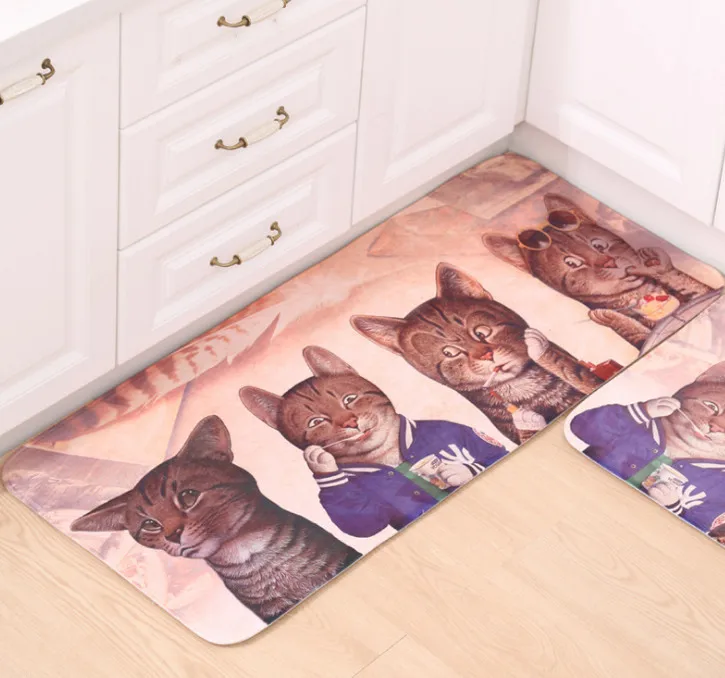 

Kawaii Welcome Floor Mats Animal Cat Printed Bathroom Kitchen Carpets Doormats Cat Floor Mat for Living Room Anti-Slip Tapete