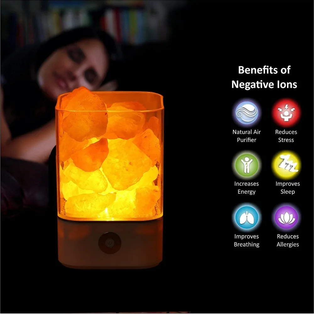 

Salt Crystal Night Light 7 color changing USB Power Supply Touch Swich Air Purifying Ionic LED Lamp For Home Deractive