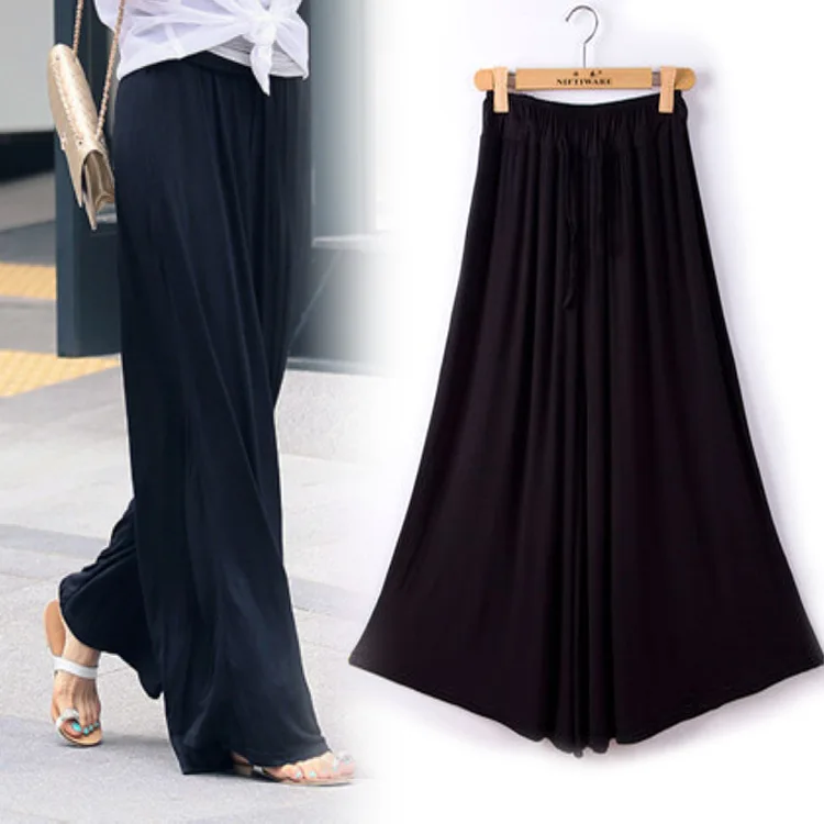 

2018 Women's Autumn New Modal Large Size Loose Casual Pants Thin Section Waist Hem Skirt Trousers Women Wide Leg Pants